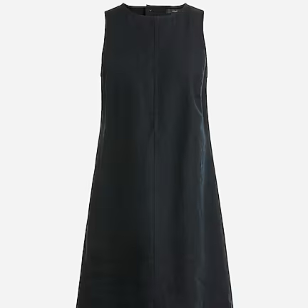 NWT J. Crew Maxine button-back Mini Shift dress linen size M Black Sleeveless